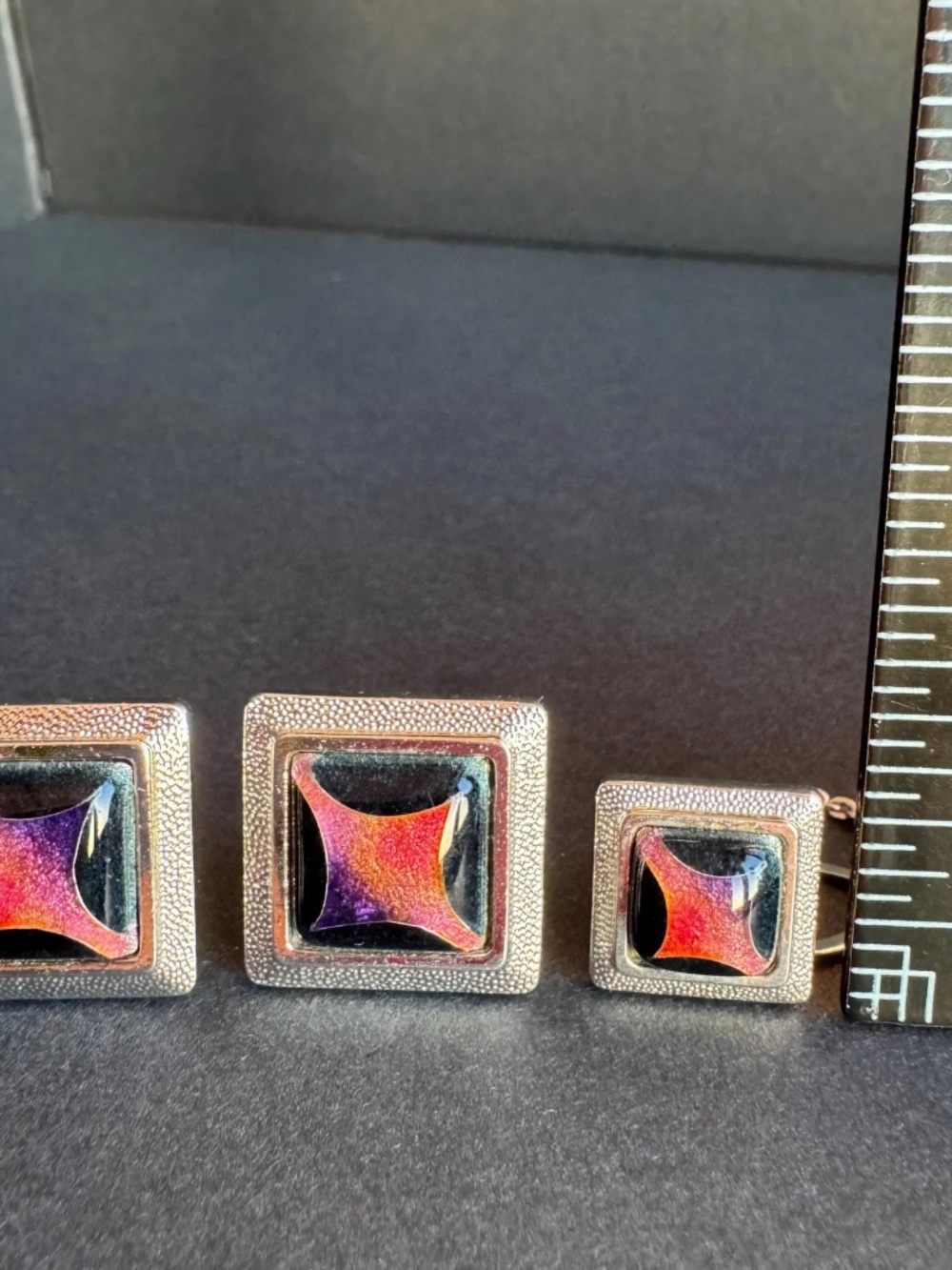Cloisonne Enamel Cufflinks Tie Tack Set Japanese Shippo Boxed Formal Wedding - Picture 14 of 15